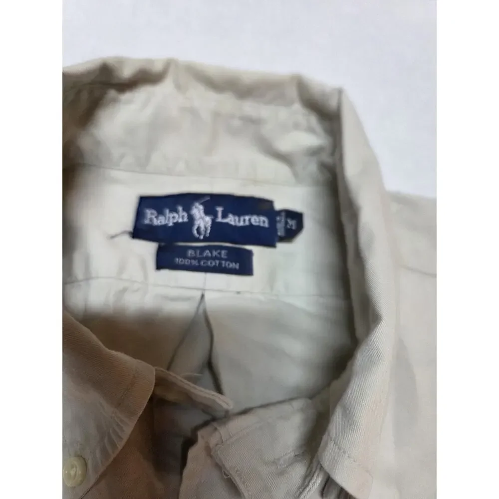 ralph lauren mens button down shirt Long Sleeve Tan Blake size M